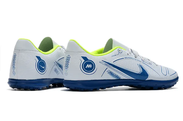 Nike Mercurial Turf blanco azul verde neón Turf zapatos de fútbol 5