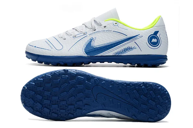 Nike Mercurial Turf blanco azul verde neón Turf zapatos de fútbol 6