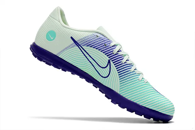 Nike Mercurial Turf blanco azul verde neón Turf zapatos de fútbol 8