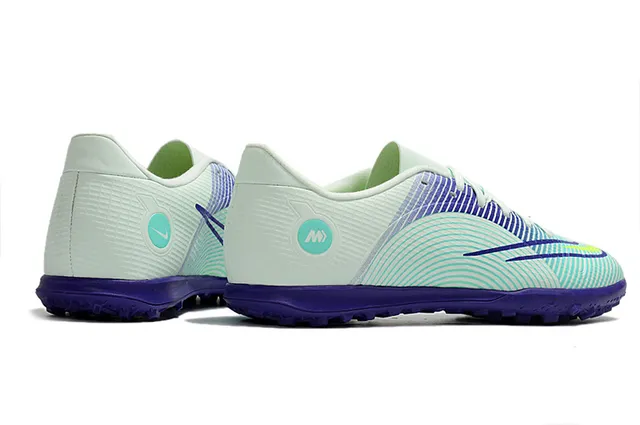 Nike Mercurial Turf blanco azul verde neón Turf zapatos de fútbol 11