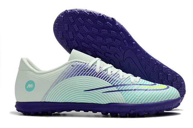 Nike Mercurial Turf blanco azul verde neón Turf zapatos de fútbol 12