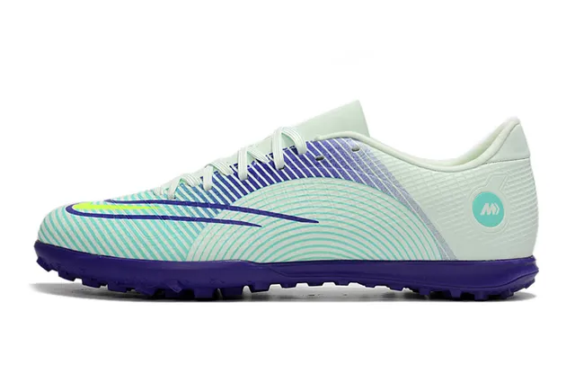 Nike Mercurial Turf blanco azul verde neón Turf zapatos de fútbol 14