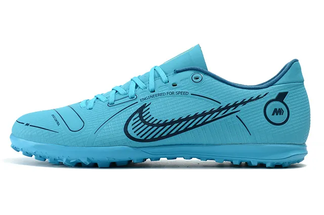 Nike Mercurial Turf blanco azul verde neón Turf zapatos de fútbol 21