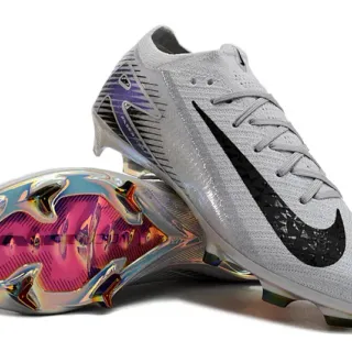 Nike Mercurial Vapor Partie supérieure grise rose en tricot Semelle iridescente chrome Chaussures de football à crampons