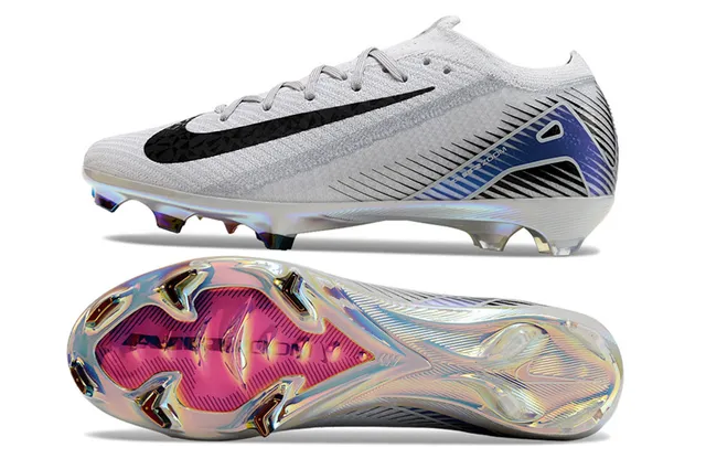 Nike Mercurial Vapor Partie supérieure grise rose en tricot Semelle iridescente chrome Chaussures de football à crampons 6