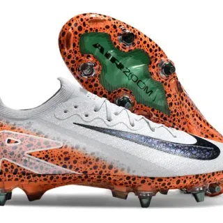 Nike Mercurial Vapor Laranja Branco Low-Cut Knit Upper Sola Translucida com Speckles Firm-Ground Sapatos de Futebol