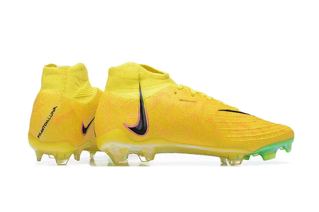 Nike Mercurial Vapor Jaune Vert Haut-Coupé Flyknit Supérieur Lacets Asymétriques Terrain Ferme Chaussures de Football 2