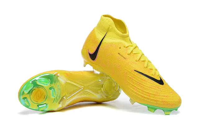 Nike Mercurial Vapor Jaune Vert Haut-Coupé Flyknit Supérieur Lacets Asymétriques Terrain Ferme Chaussures de Football 3