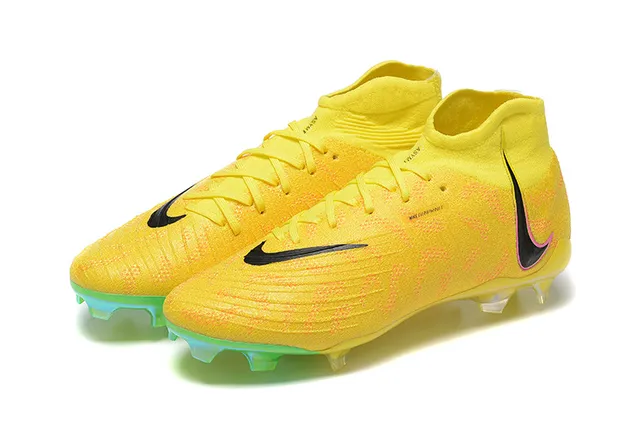 Nike Mercurial Vapor Jaune Vert Haut-Coupé Flyknit Supérieur Lacets Asymétriques Terrain Ferme Chaussures de Football 5