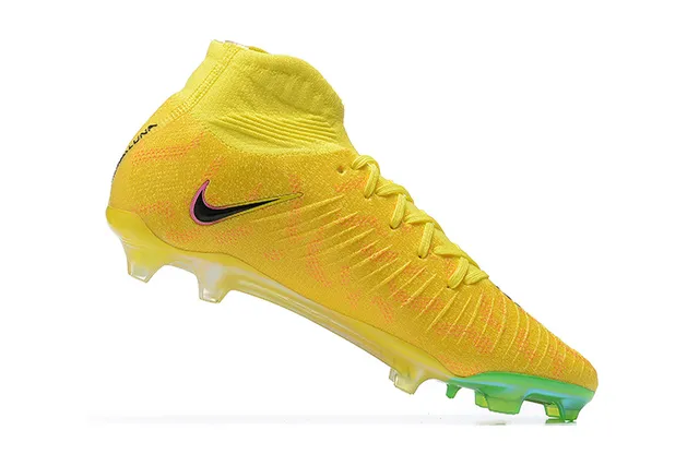 Nike Mercurial Vapor Jaune Vert Haut-Coupé Flyknit Supérieur Lacets Asymétriques Terrain Ferme Chaussures de Football 7