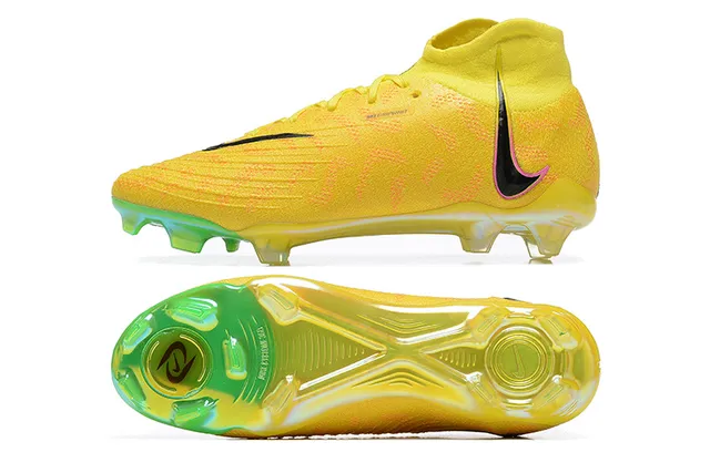 Nike Mercurial Vapor Jaune Vert Haut-Coupé Flyknit Supérieur Lacets Asymétriques Terrain Ferme Chaussures de Football 9