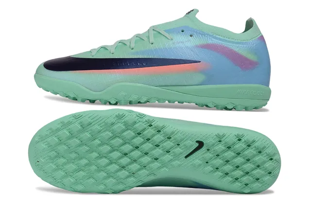 Nike Multicolor Green Low-Cut Knit Upper Iridescent Gradient Overlay Turf Soccer Shoes 5