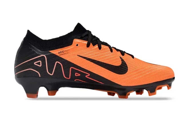 Nike Orange Black Flyknit Upper Air Zoom Cushioning Firm-Ground Soccer Shoes 5