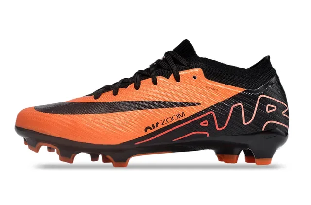 Nike Orange Black Flyknit Upper Air Zoom Cushioning Firm-Ground Soccer Shoes 6
