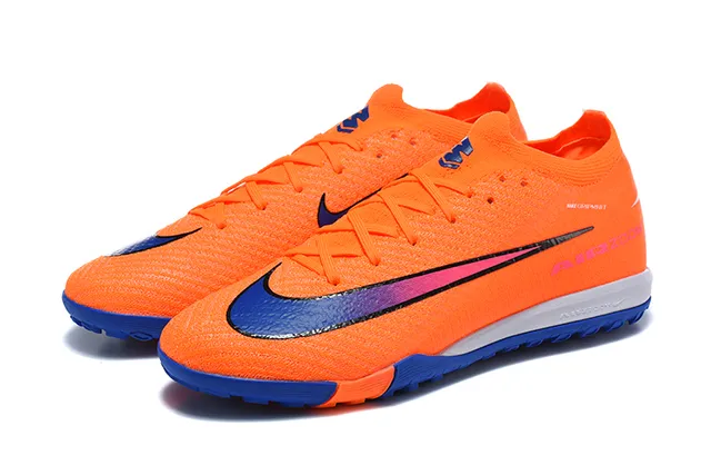 Nike Orange Blue Knit Upper Dynamic Fit Collar Turf Soccer Shoes 8