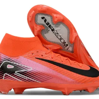 Nike Chaussures de Football Orange Rose Hautes Ajustement Chaussettes Supérieur Dégradé Milieu Pied Crampons Sol Ferme