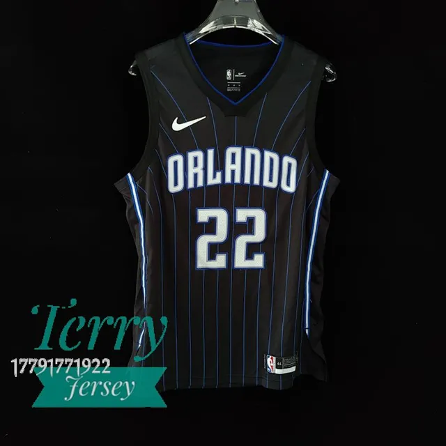 Nike Orlando Magic काला धारी नीली धारी जर्सी 2