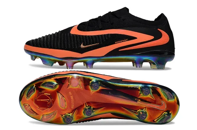 Nike Phantom GT Black Orange Knit Upper Holographic Sole Firm-Ground Soccer Shoes 6