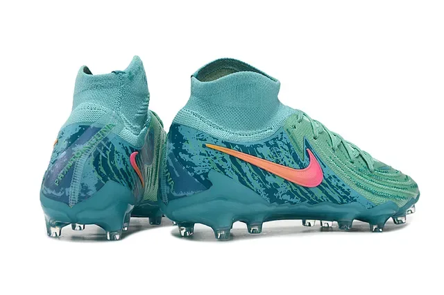 Nike Phantom GT أحذية كرة القدم أزرق وردي عالي القطع من الخيوط ربط غير متماثل أرض صلبة 5