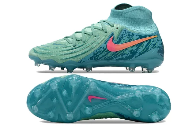 Nike Phantom GT أحذية كرة القدم أزرق وردي عالي القطع من الخيوط ربط غير متماثل أرض صلبة 6