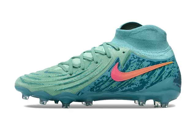 Nike Phantom GT أحذية كرة القدم أزرق وردي عالي القطع من الخيوط ربط غير متماثل أرض صلبة 7