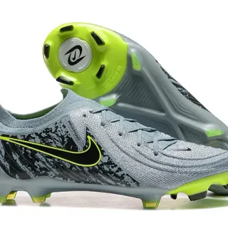 Nike Phantom GT Gray Green Knit Upper Asymmetric Lacing Firm-Ground Soccer Shoes