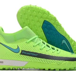 Nike Phantom GT Verde Azul Colar Ajuste a Meia Tela Mesh Superior Engineered Sapatos de Futebol para Gramado