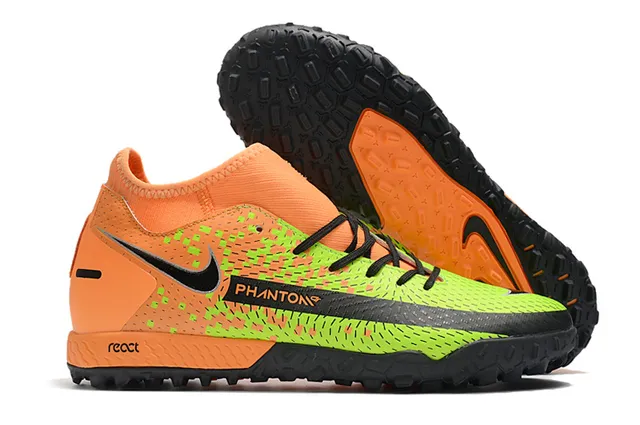 Nike Phantom GT Green Blue Sock-Fit Collar Engineered Mesh Upper Turf Soccer Shoes 2