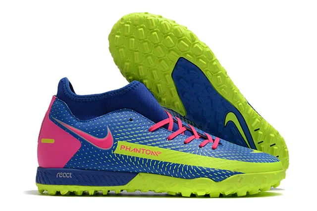 Nike Phantom GT Green Blue Sock-Fit Collar Engineered Mesh Upper Turf Soccer Shoes 5