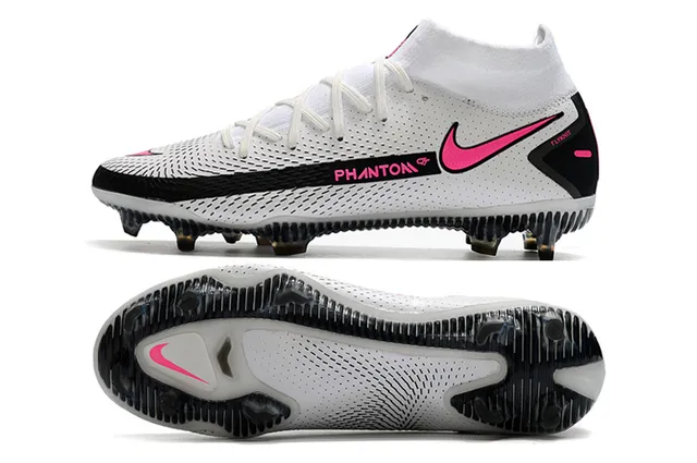 Nike Phantom GT Blanco Negro Alto Corte Cuello Ajuste a Calcetín Césped Artificial Zapatos de Fútbol 2