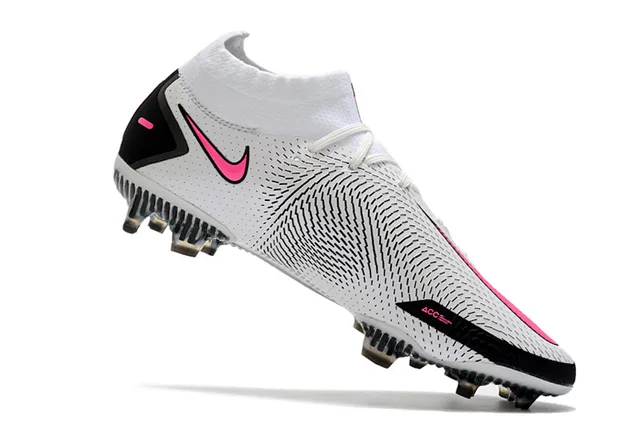 Nike Phantom GT Blanco Negro Alto Corte Cuello Ajuste a Calcetín Césped Artificial Zapatos de Fútbol 3