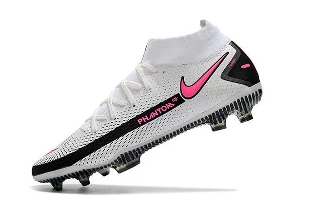 Nike Phantom GT Blanco Negro Alto Corte Cuello Ajuste a Calcetín Césped Artificial Zapatos de Fútbol 4