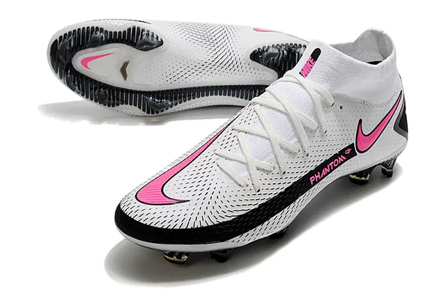 Nike Phantom GT Blanco Negro Alto Corte Cuello Ajuste a Calcetín Césped Artificial Zapatos de Fútbol 6