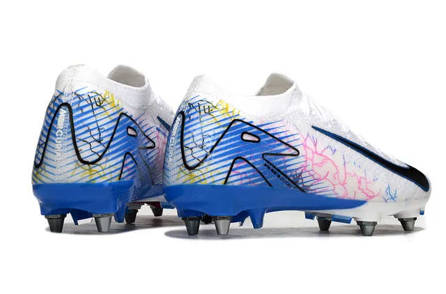 Nike Phantom GT Branco Azul Baixo Corte Ajuste Meia Superior Construção Tricô Superfície Firme Sapatos de Futebol 5