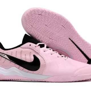 Nike rosa negro perforado sintético superior cuello bajo zapatillas de fútbol indoor