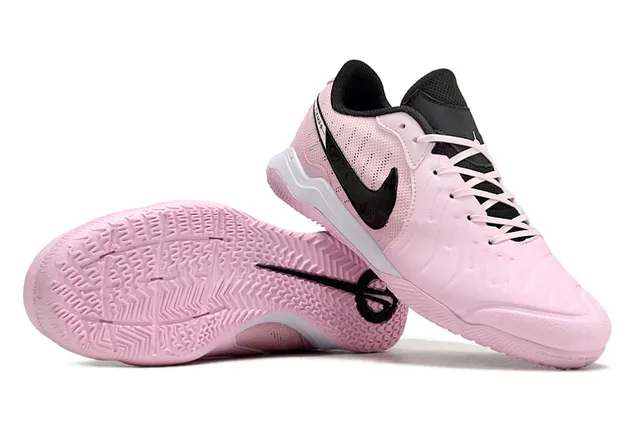 Nike rosa preto perfurado sintético superior gola baixa sapatos de futebol indoor 4