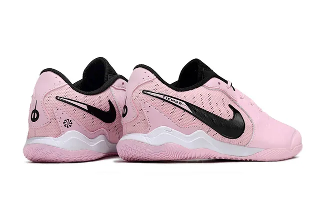Nike rosa preto perfurado sintético superior gola baixa sapatos de futebol indoor 5