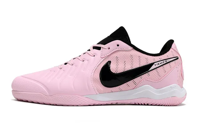 Nike rosa preto perfurado sintético superior gola baixa sapatos de futebol indoor 6