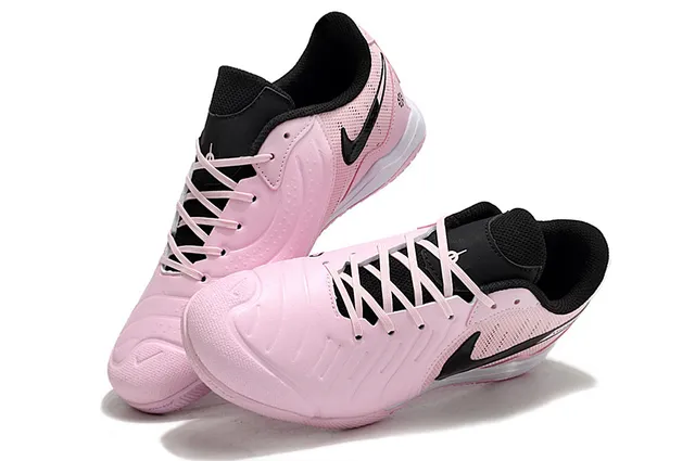 Nike rosa preto perfurado sintético superior gola baixa sapatos de futebol indoor 7