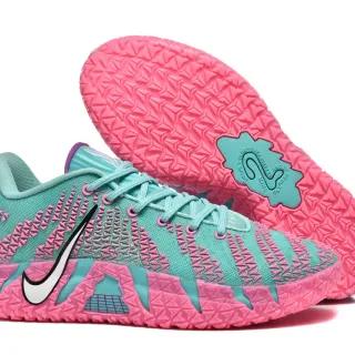 Nike Pink Blue Knit Upper Textured Geometric Overlays Sneakers