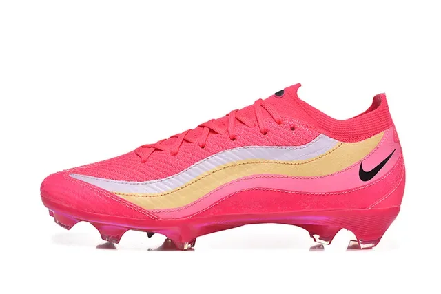 Nike Pink Gold Knit Upper Wave Stripe Overlay Firm-Ground Soccer Shoes 10