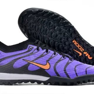 Nike Tênis de futebol turf com upper de knit, overlays de wave sintético em roxo e preto