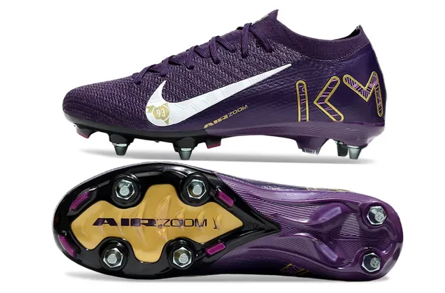 Nike बैंगनी सोने किनिट अपर मेटल FG स्टड्स फर्म ग्राउंड सोकर जूते 6