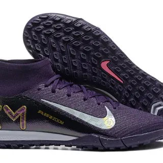 Nike Púrpura Plateado Cuello Sock-Fit Textured Knit Upper Zapatillas de fútbol indoor