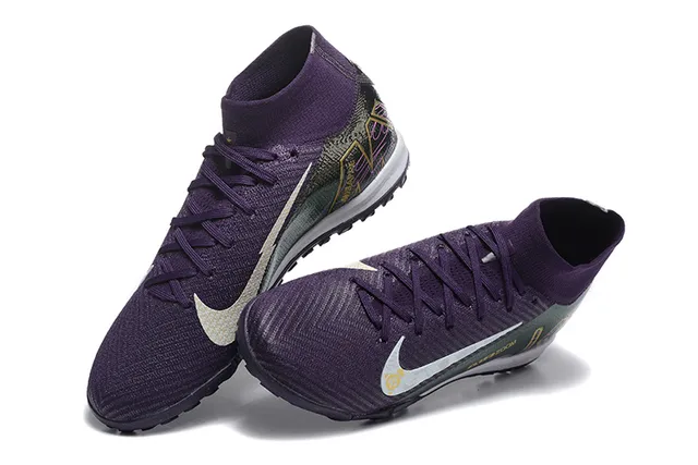 Nike Púrpura Plateado Cuello Sock-Fit Textured Knit Upper Zapatillas de fútbol indoor 3