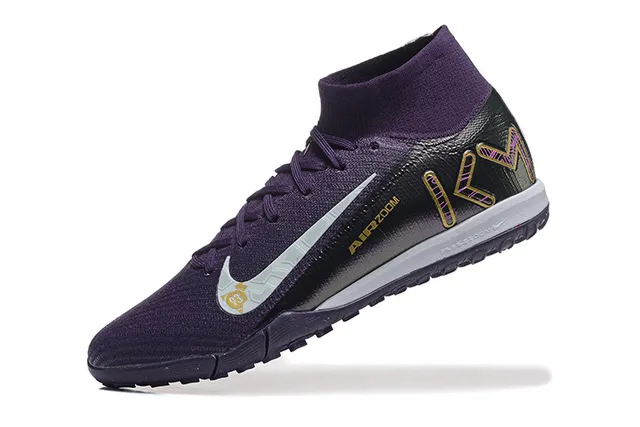Nike Púrpura Plateado Cuello Sock-Fit Textured Knit Upper Zapatillas de fútbol indoor 5