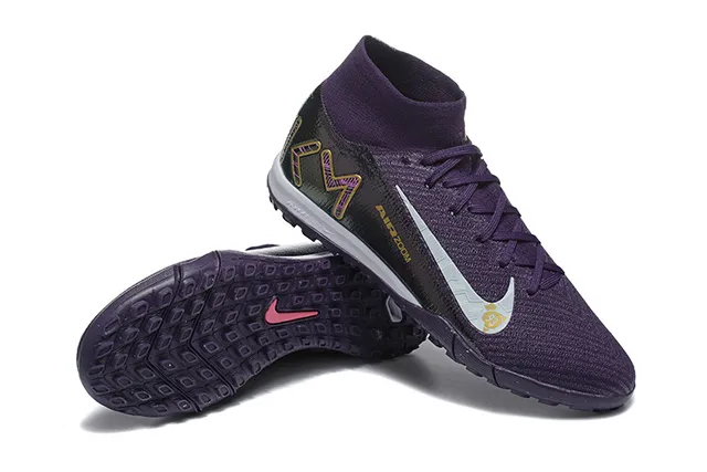 Nike Púrpura Plateado Cuello Sock-Fit Textured Knit Upper Zapatillas de fútbol indoor 6