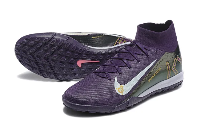 Nike Púrpura Plateado Cuello Sock-Fit Textured Knit Upper Zapatillas de fútbol indoor 7