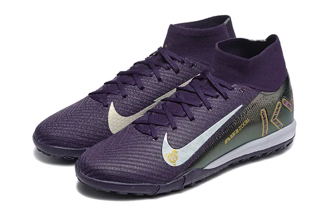 Nike Púrpura Plateado Cuello Sock-Fit Textured Knit Upper Zapatillas de fútbol indoor 8