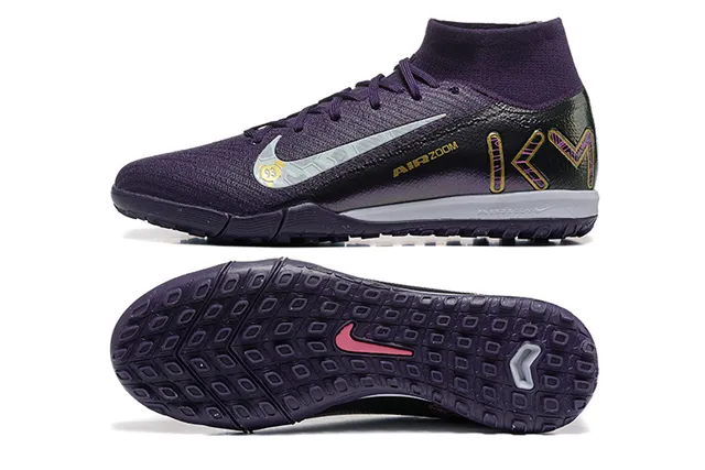 Nike Púrpura Plateado Cuello Sock-Fit Textured Knit Upper Zapatillas de fútbol indoor 9